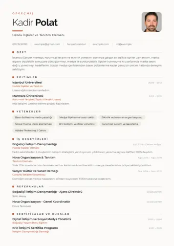 Halkla İlişkiler Cv Örnekleri cv indir